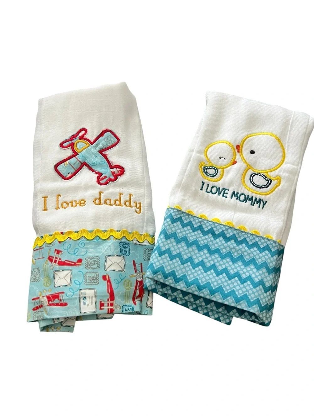 custom appliquéd baby burp cloth